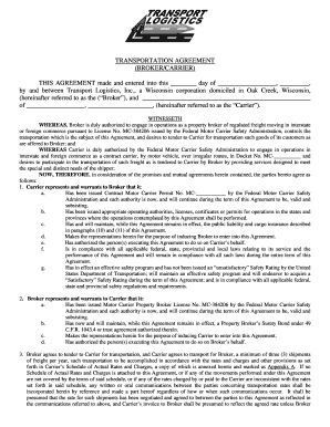 Transportation Agreement Broker Carrier