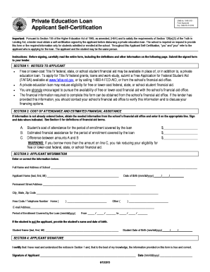 Private Education Loan Applicant Self-Certification