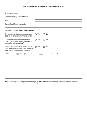 Fillable Online thegrantdoctors Procurement System Self-Certification ...