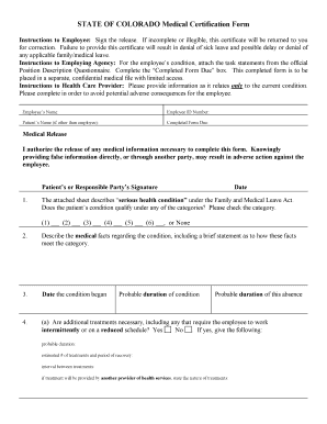 Colorado Medical Certification Form