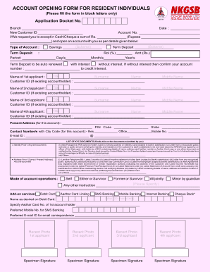 Account Opening Form for Resident Individuals