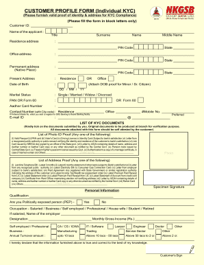 Customer Profile Form Individual KYC