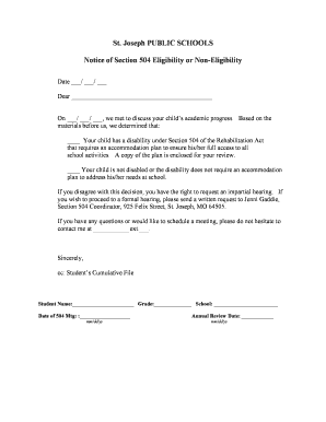 Section 504 Eligibility Notice