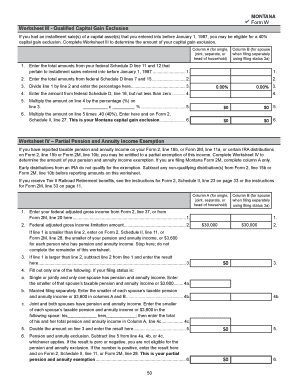 Montana Form W Worksheet III - Qualified Capital Gain Exclusion