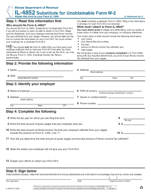 Illinois Substitute for Unobtainable Form W-2