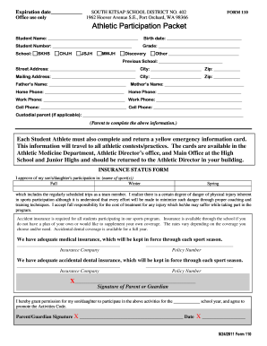 Student Activities Pledge and Information Card