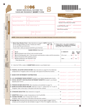 Maine Individual Income Tax Form 1040S-ME