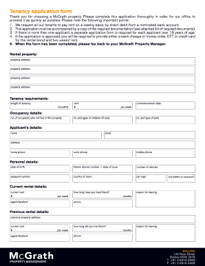McGrath Tenancy Application Form