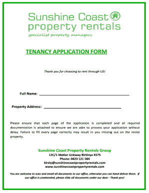 Tenancy Application Form
