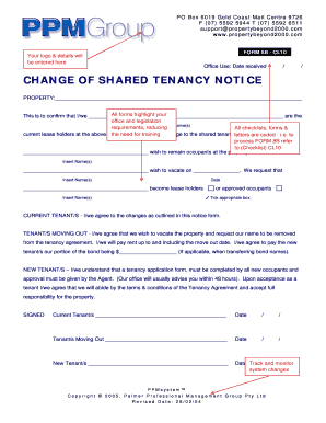 Change of Shared Tenancy Notice