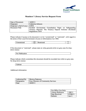 Scottish Government Tenancy Deposit Scheme Form