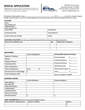 Rental Application Form