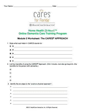 Home Health Dementia Care Training Worksheet