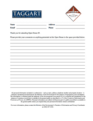 Open House Feedback Form