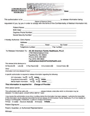 Authorization for Release of Medical Information