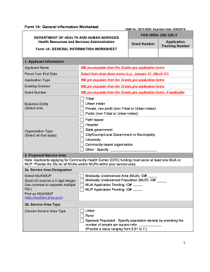 Form 1A: General Information Worksheet