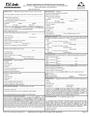 Rental Application for Residents and Occupants