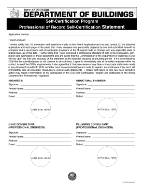 Chicago Self-Certification Statement