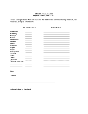 Residential Lease Inspection Checklist
