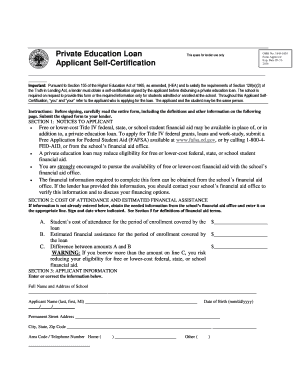 Private Education Loan Applicant Self-Certification