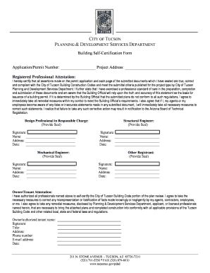 City of Tucson Building Self-Certification Form