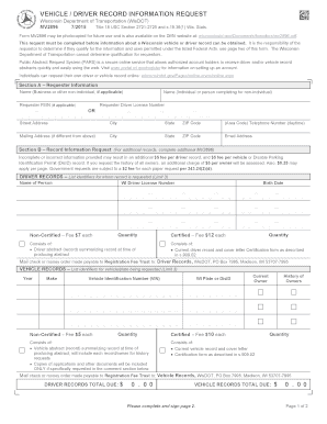 Wisconsin Vehicle/Driver Record Information Request