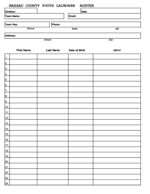 Nassau County Youth Lacrosse Roster