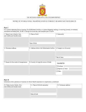 Netherlands Antilles Currency Transport Report