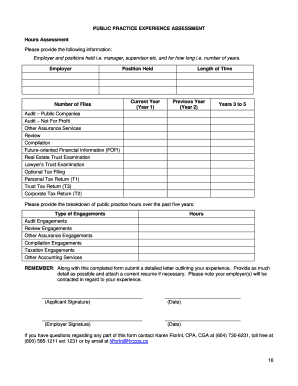 PUBLIC PRACTICE EXPERIENCE ASSESSMENT Hours - bccpaca