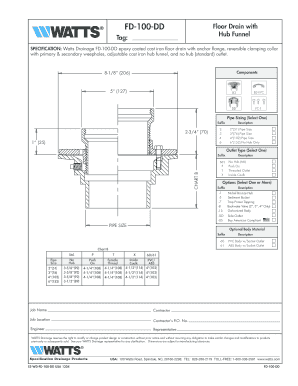Watts Drainage FD-100-DD Floor Drain Specification