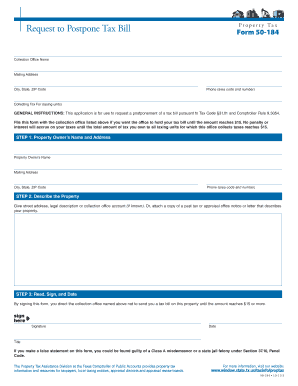 Request to Postpone Tax Bill Form
