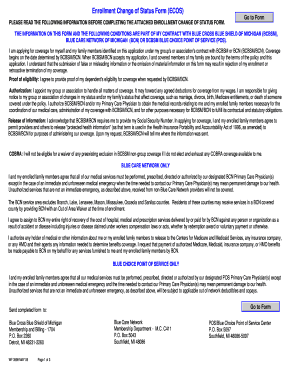 Enrollment Change of Status Form