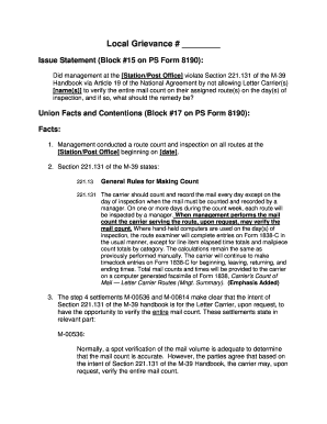 USPS Local Grievance Form