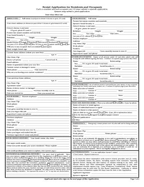 Rental Application for Residents and Occupants