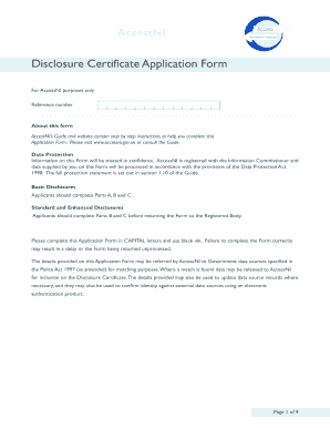 AccessNI Disclosure Certificate Application Form