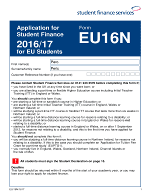 EU Student Finance Application Form 2016/17