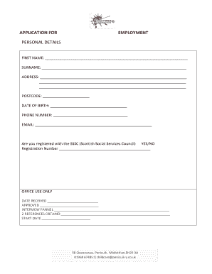 employment personal information forms