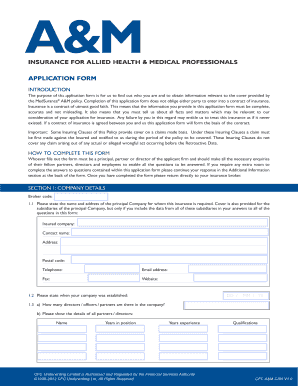 MedSurance A&M Insurance Application Form