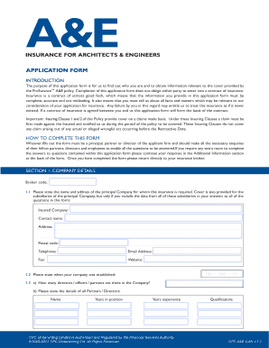A&E Insurance Application Form