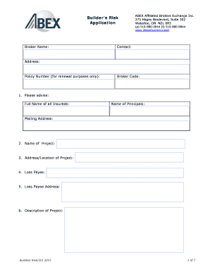 Builder's Risk Insurance Application