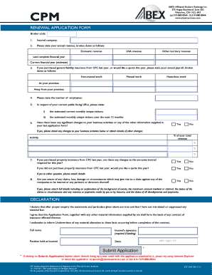 Insurance Renewal Application Form