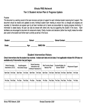 Illinois PBIS Network Tier 3 Student Action Plan