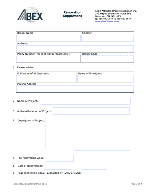 Renovation Insurance Application Form
