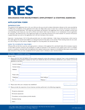 Recruitment Agency Insurance Application Form