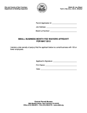 Small Business Month Fee Waivers Affidavit