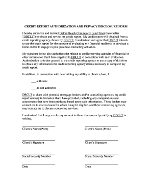 Credit Report Authorization Form