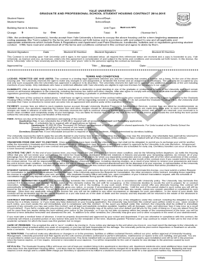 Yale Graduate Student Housing Contract