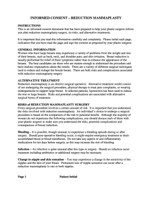Informed Consent for Breast Reduction Surgery