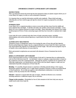 Informed Consent for Lower Body Lift Surgery