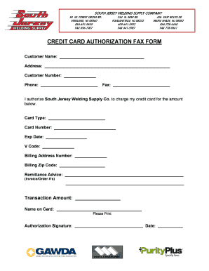 Credit Card Authorization Form